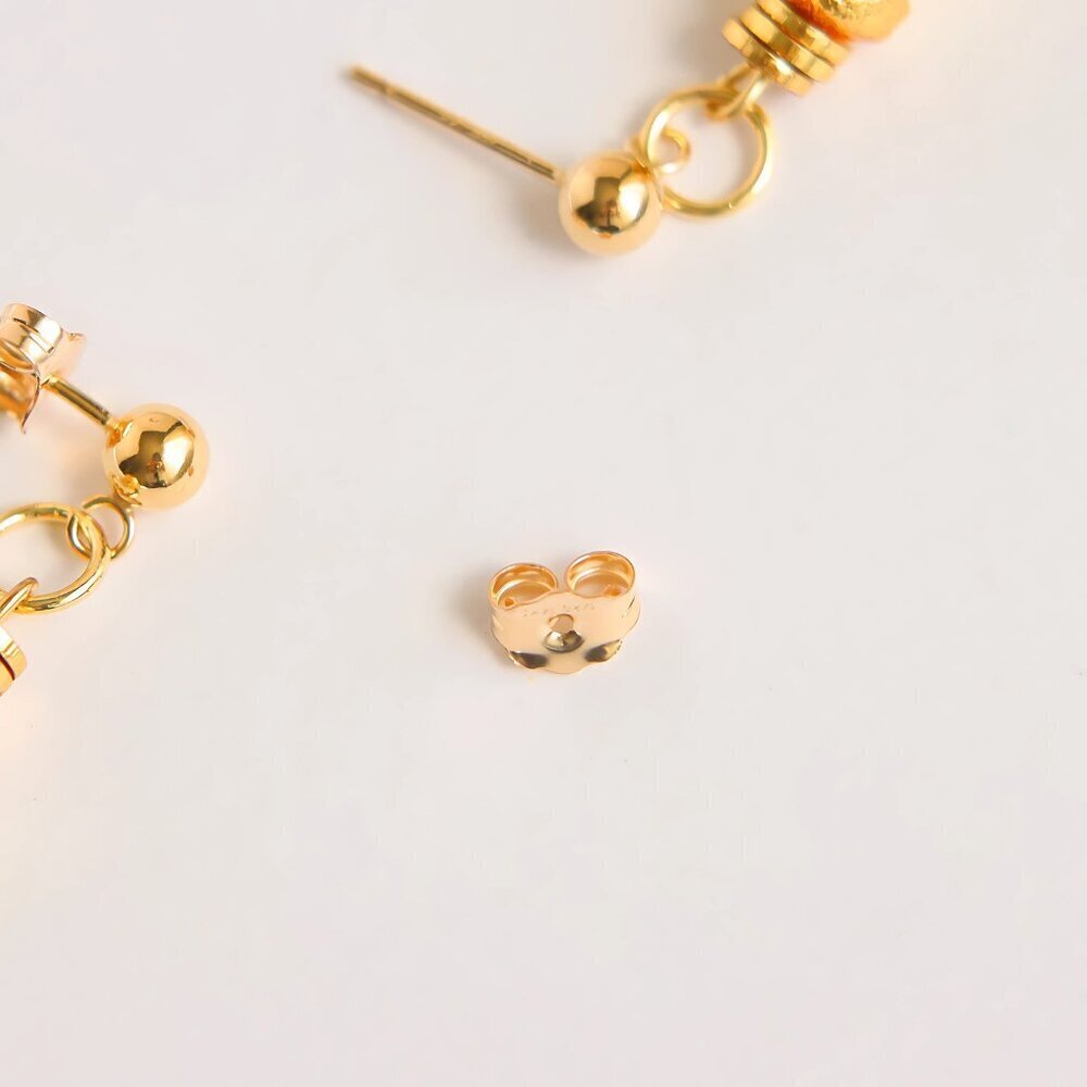 Baltic Lemon Amber Earrings with 18k Gold - Picture 4 of 7